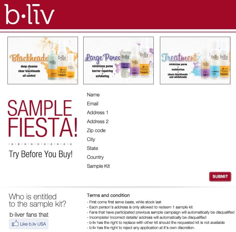 Free b.liv Skin Care Sample Kit Life With Kathy