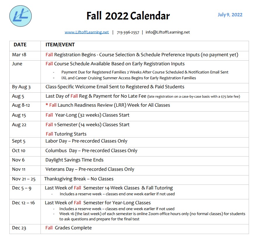 El Camino Fall 2023 Schedule