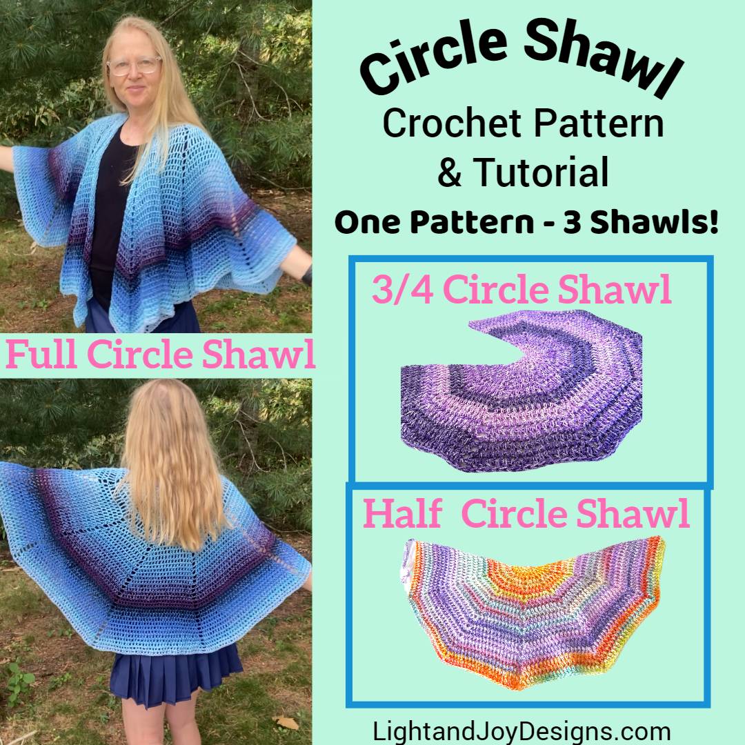 Circle of Love Shawl Circular Crochet Shawl Free Pattern Half Circle Shawl, Crescent Shawl