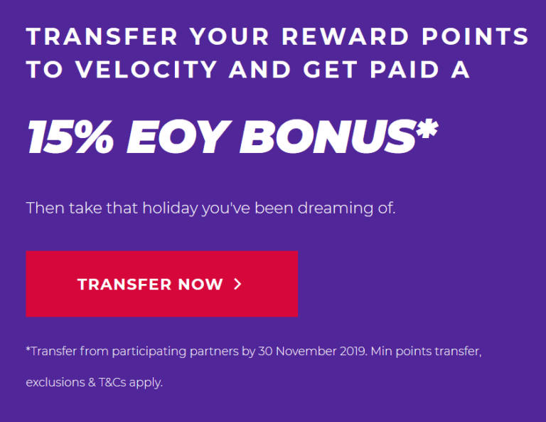 Velocity EOY 15 transfer bonus! Light and Luxurious