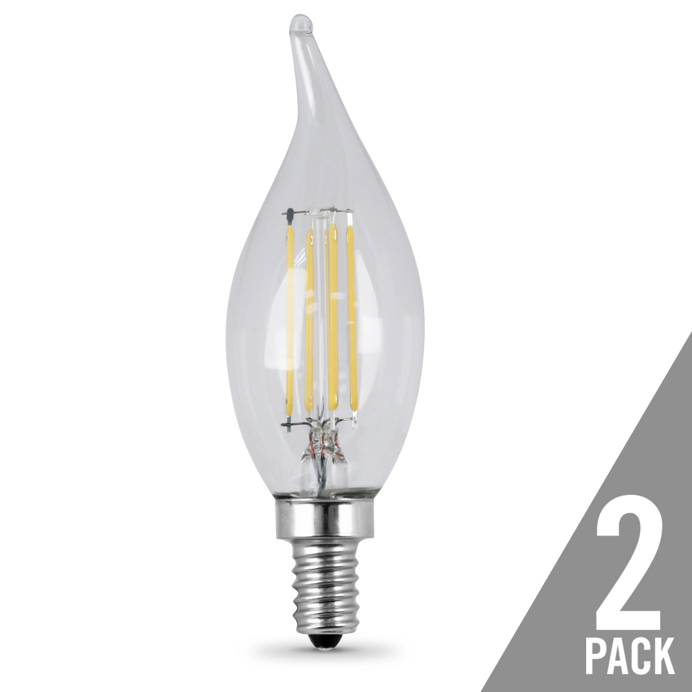 FEIT BRAND LED CHANDELIER BULB TYPE E12 BASE (CANDELABRA) USES 3W = 25W