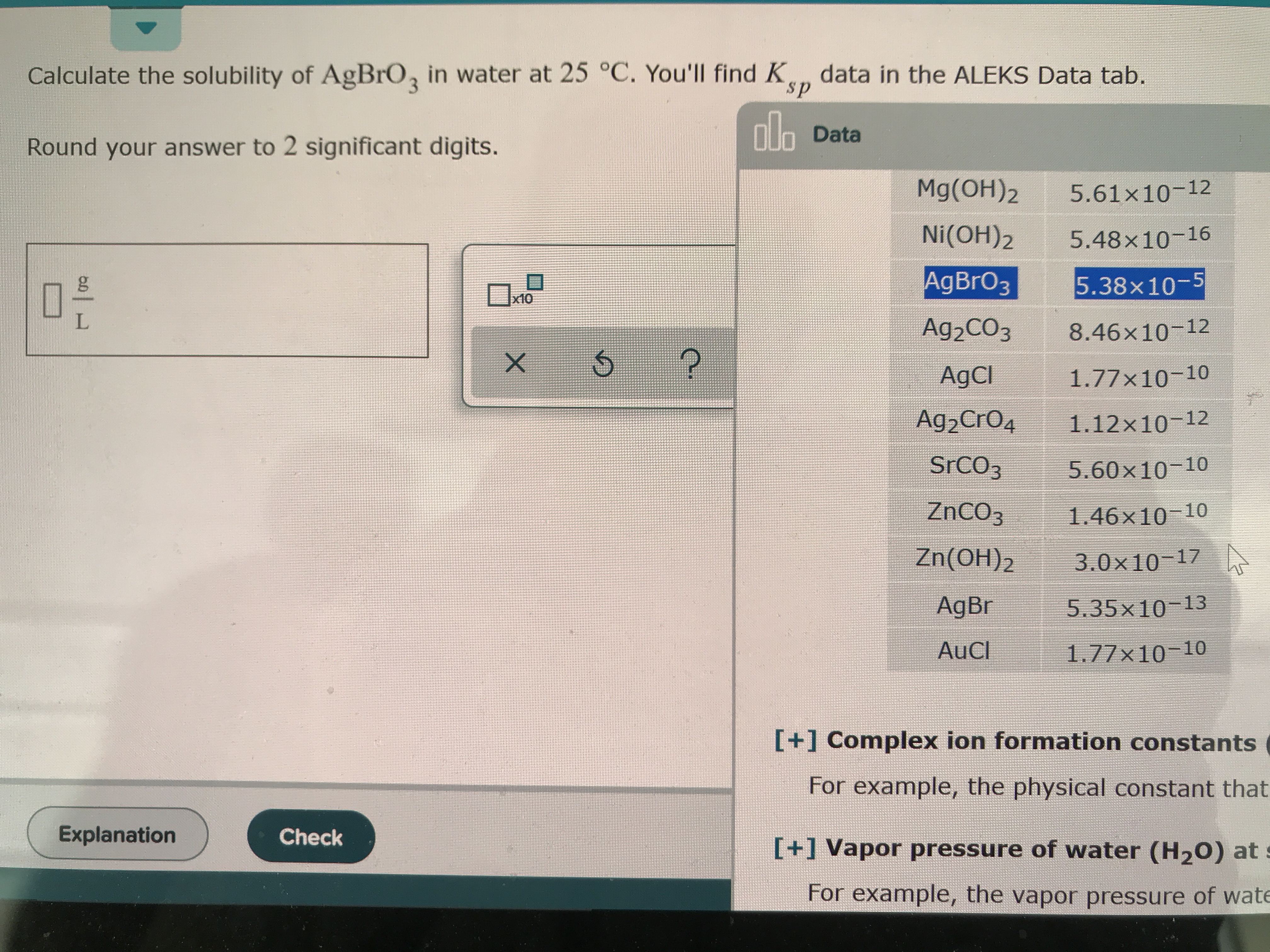 Calculate the solubility of AgBrO3 in water at 25c. You’ll f