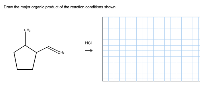 Draw the major organic product of the reaction conditions sh