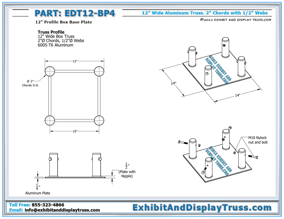 Aluminum Base Plates 12" Wide Standard Base Plates