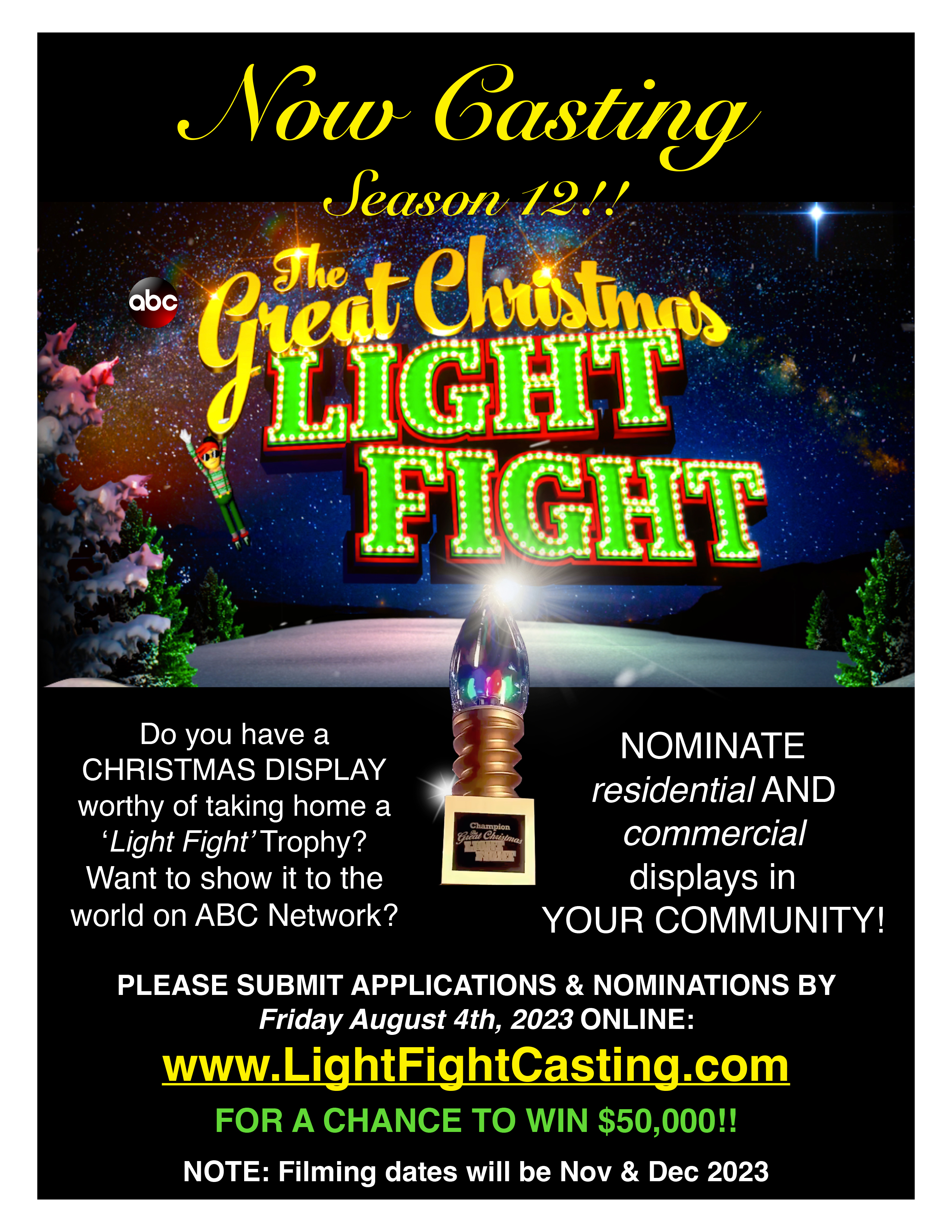 Apply today Great Christmas Light Fight