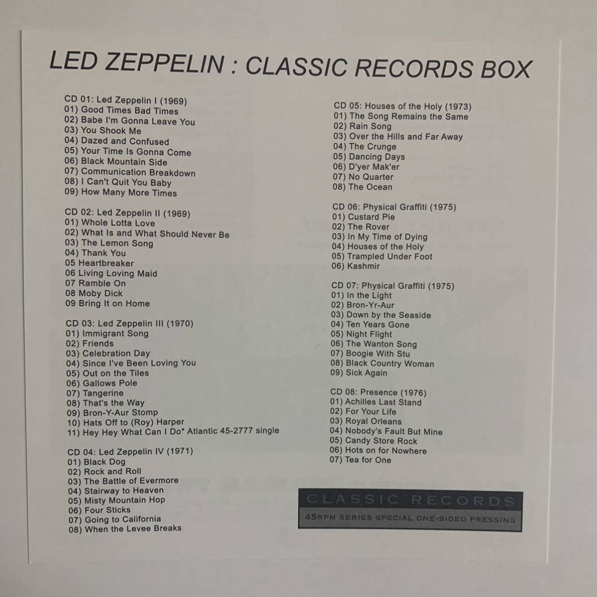 LED ZEPPELIN CLASSIC RECORDS 45 RPM 12CD BOX [EMPRESS VALLEY