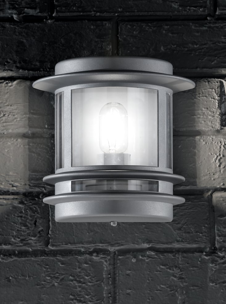 EXT6211 Exterior Wall Light, grey aluminium and polycarbonate