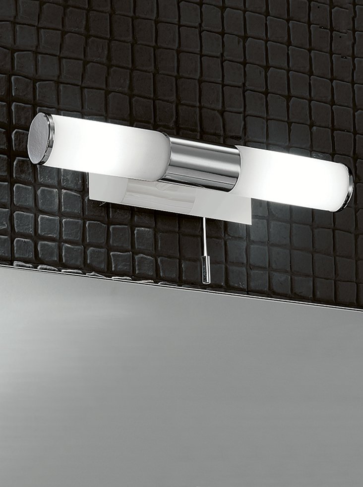 WB933 Double bathroom wall light, chrome and glass Lighting Bug Swindon