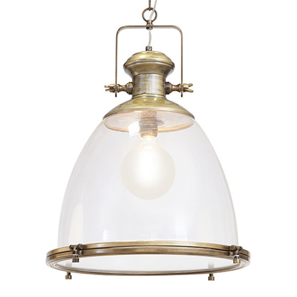 Vintage 1 Light Antique Brass Pendant Light