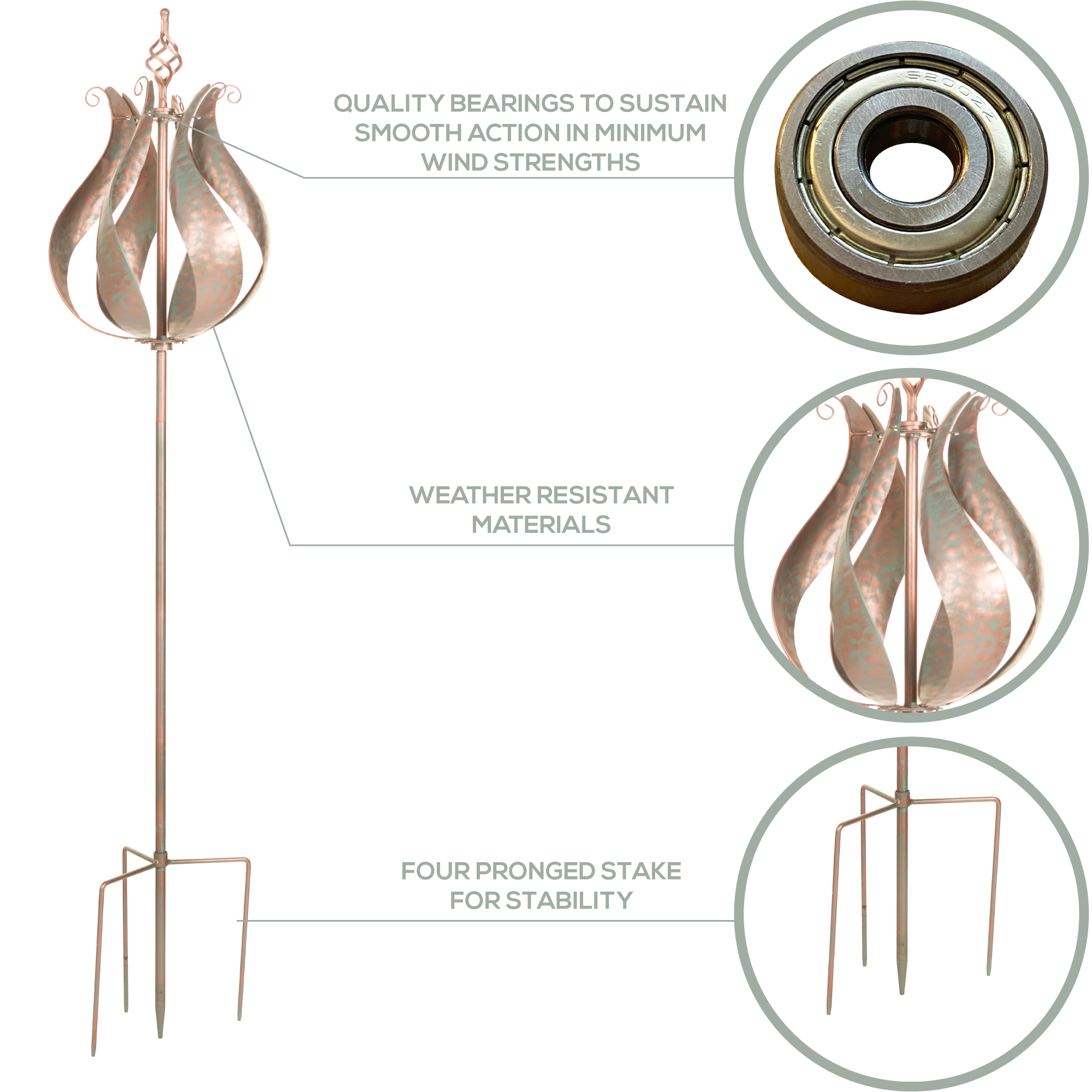 TULIP WIND SPINNER BRONZE LARGE Lightinnovation