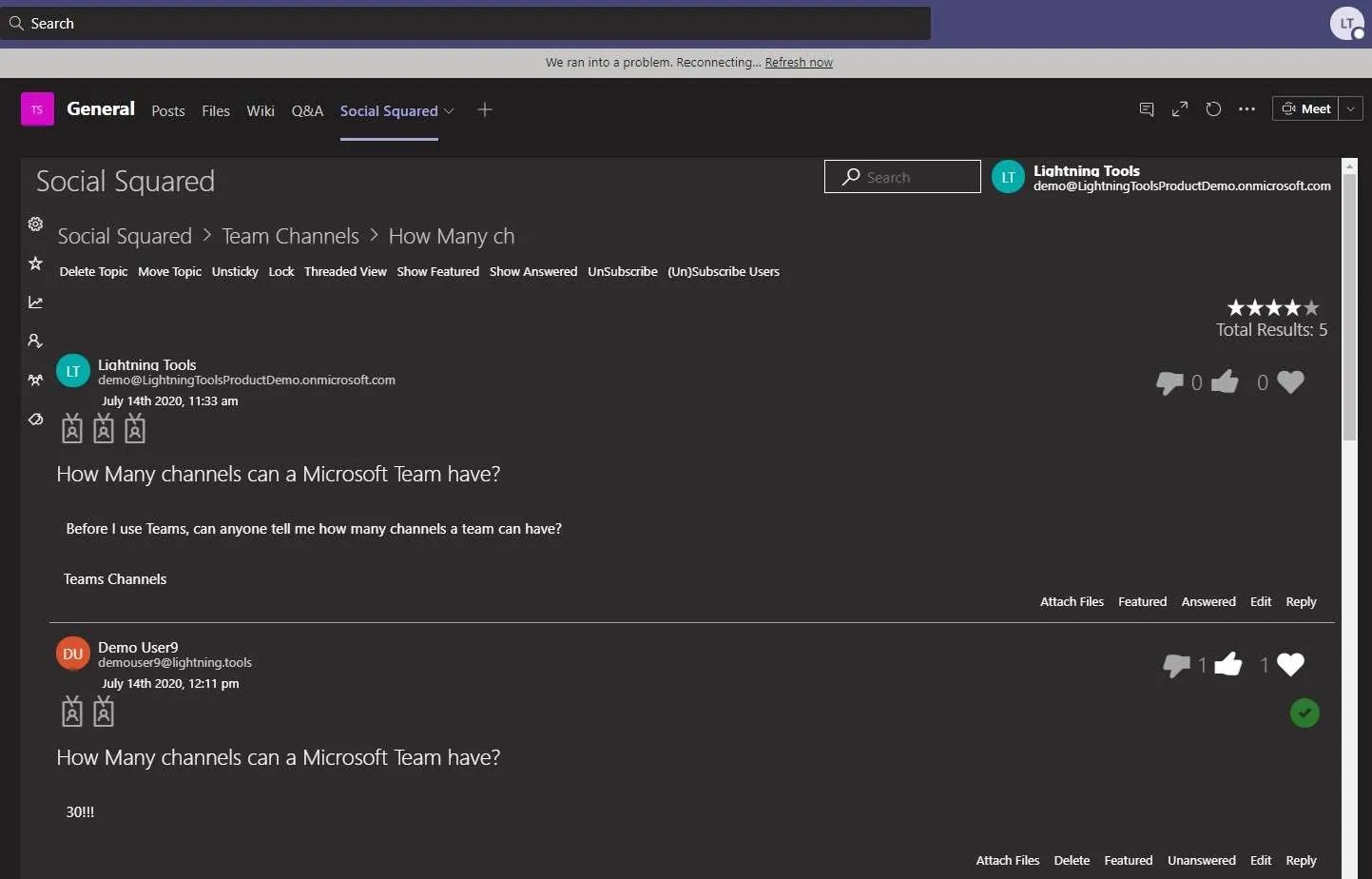 Microsoft Teams Discussion Board App Lightning Tools