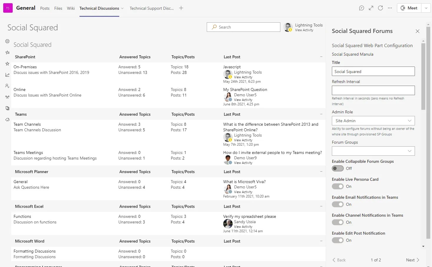 Microsoft Teams Discussion Board App Lightning Tools