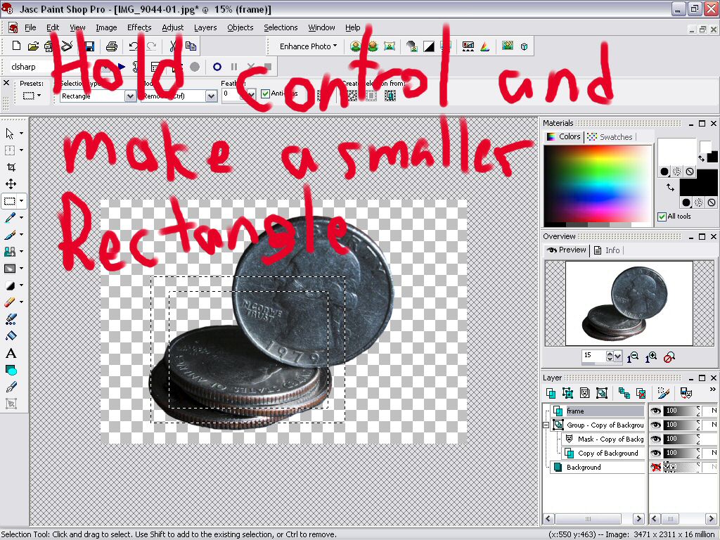 Paint Shop Pro 8 tutorial for Out of bounds Photos