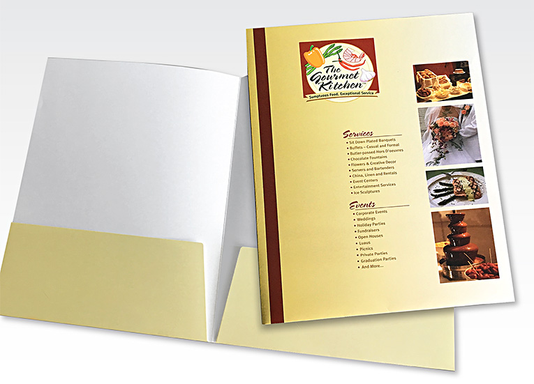 Pocket folder Gourmet Kitchen Catering Lightspeed design & branding