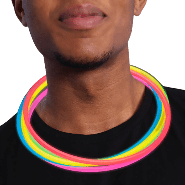 Premium 22 Inch Glow Stick Necklaces in Assorted Colors, Bulk Tube of