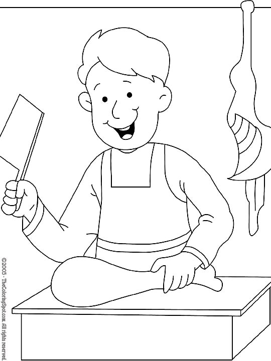 Butcher Coloring Page Audio Stories for Kids Free