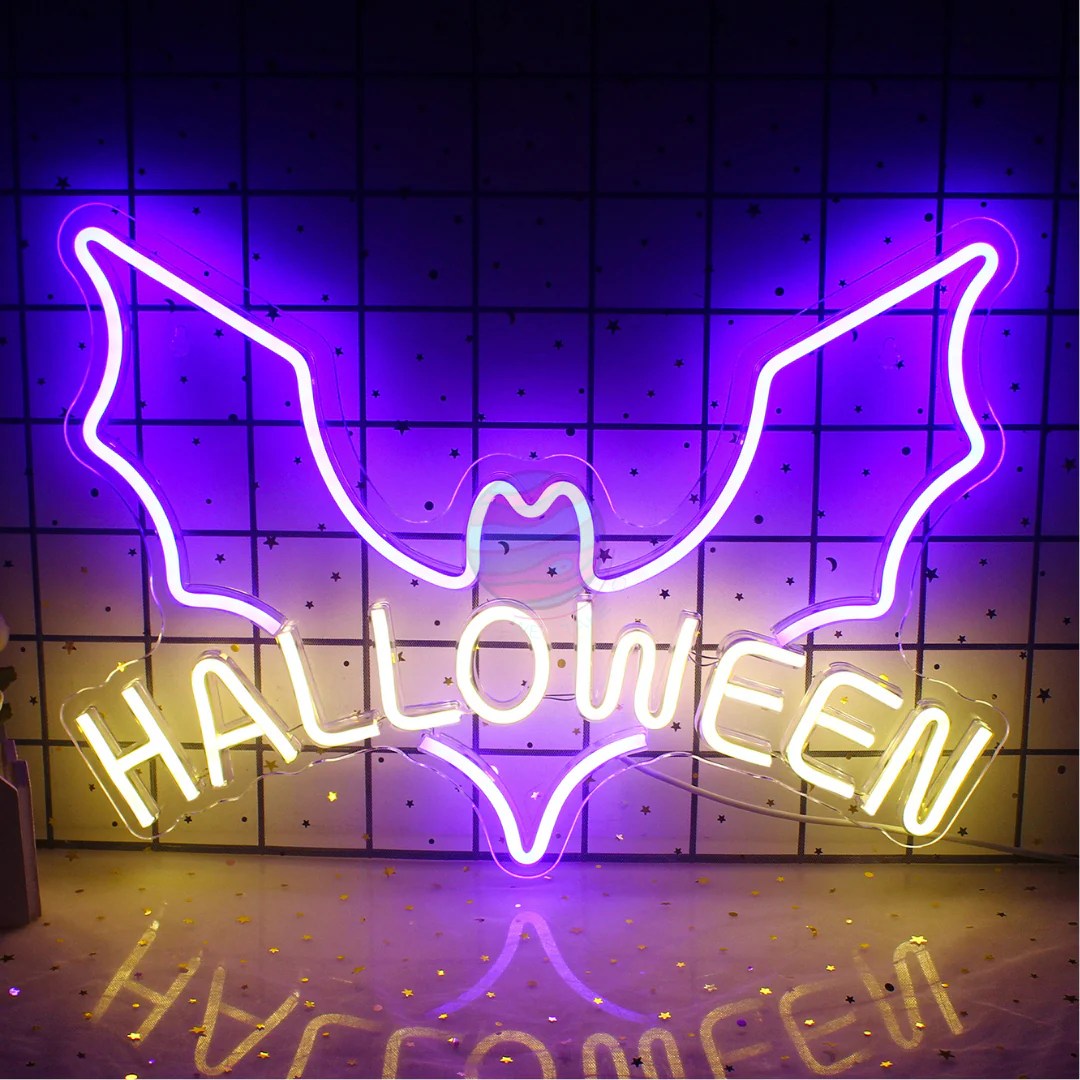 Light X Night Yellow Halloween Bat Neon Sign