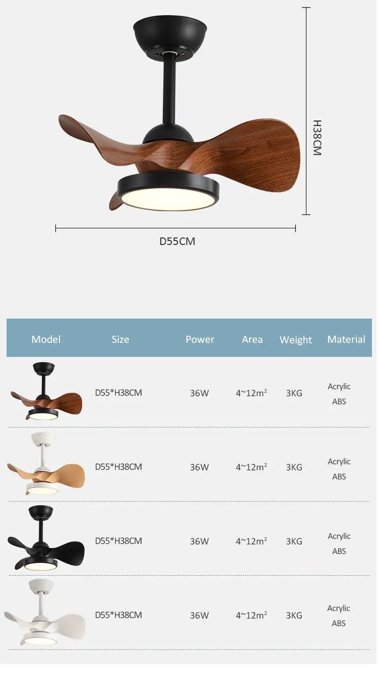 Quiet Ceiling Fan with LED Light DC motor 32 inch Large Air Volume