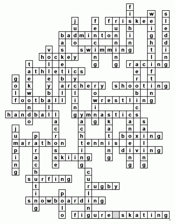 Ответы на кроссворд по теме "спорт 1"