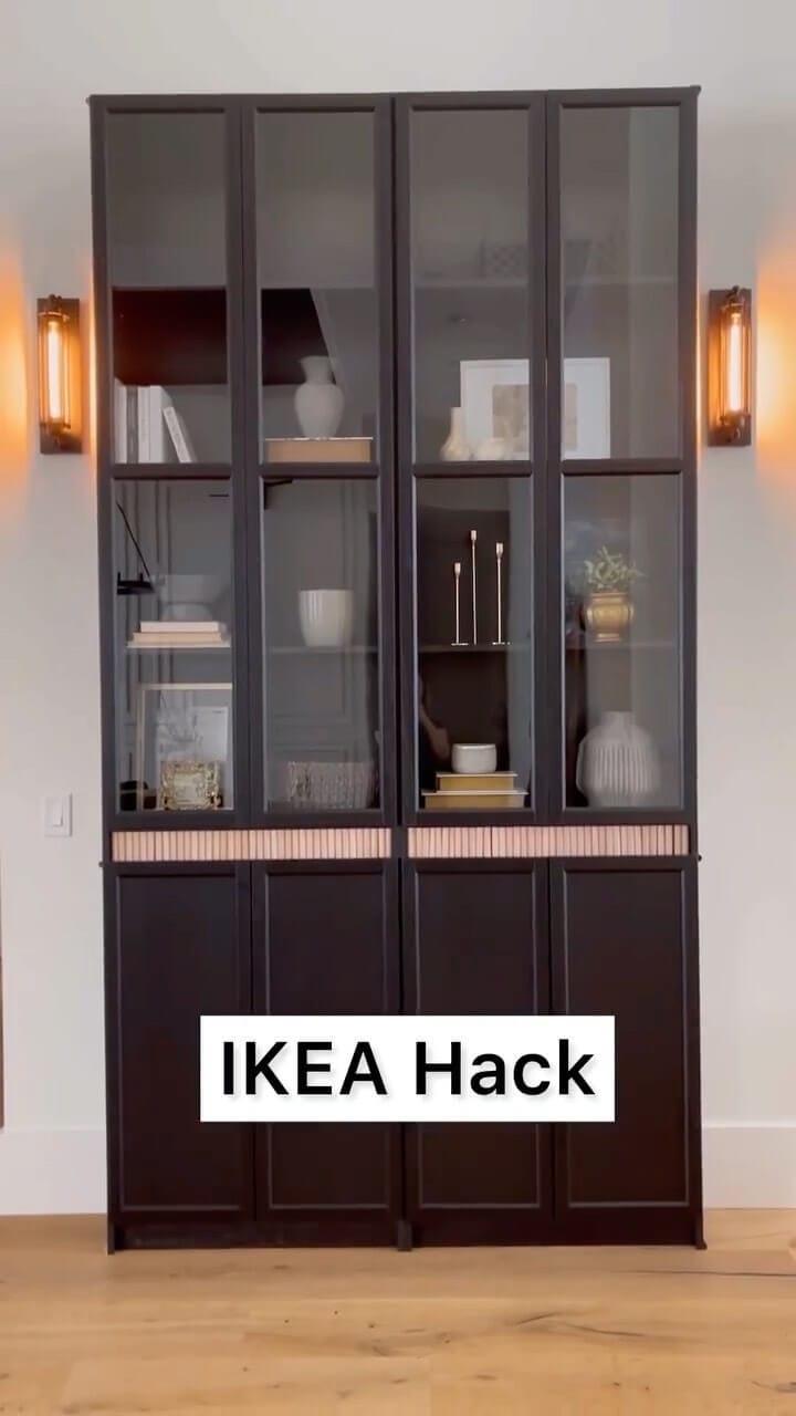 Stacked IKEA BILLY Bookcases A Stunning Living Room Focal Point