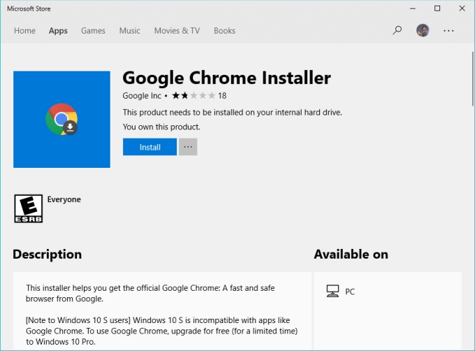 Google Chrome is now (kind of) available in the Microsoft Store