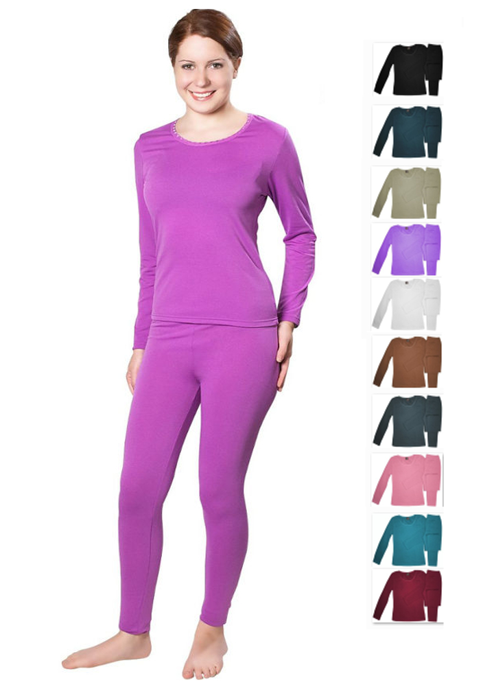 Victoria® Women’s Soft Microfiber Fleece Lined Thermal Top & Bottom