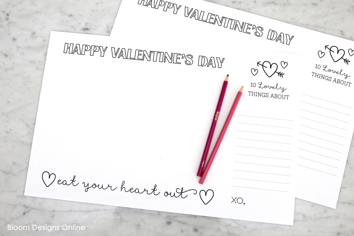 FREE Printable Valentines Placemat Lil' Luna