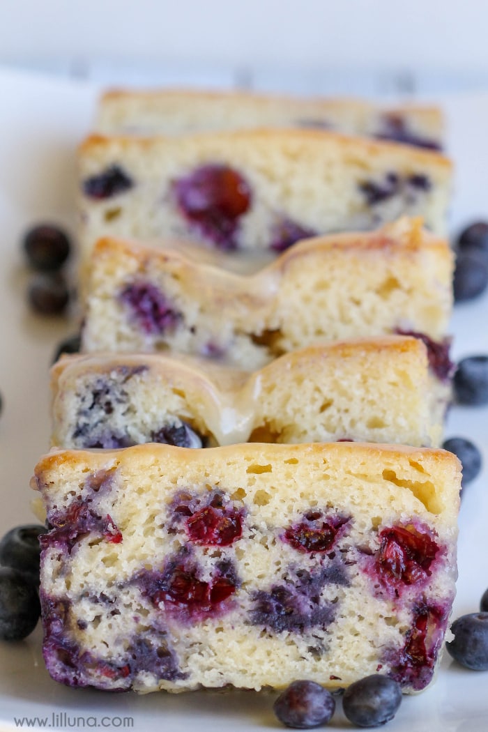 Blueberry Quick Bread Topped with Glaze Lil' Luna