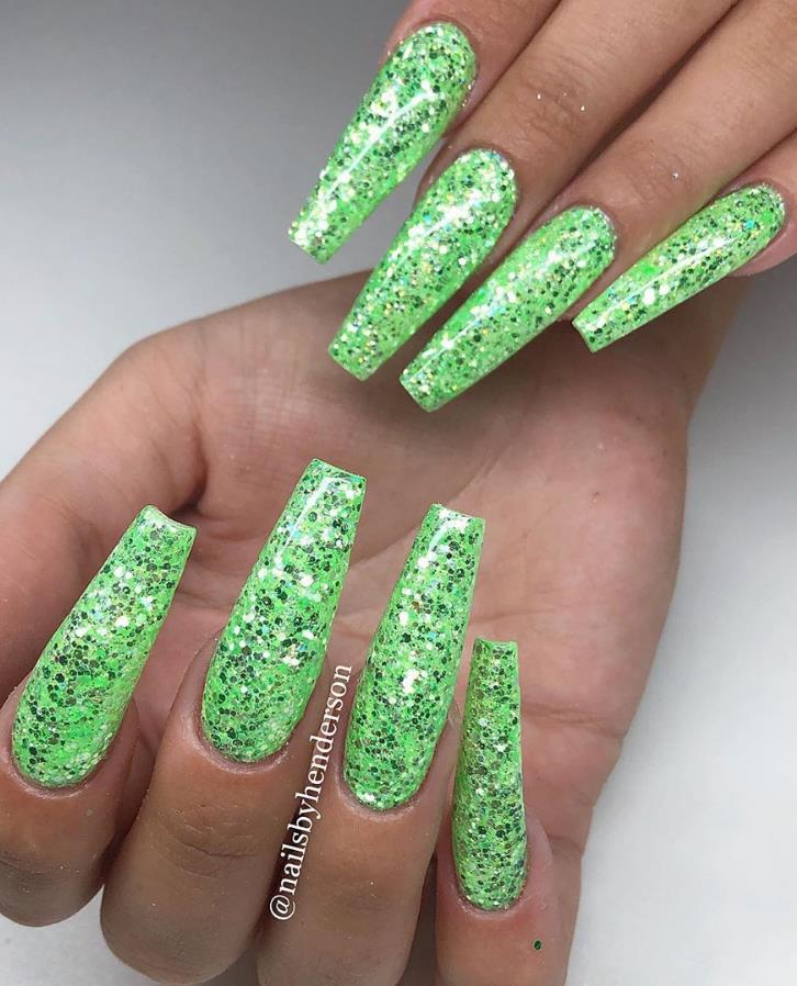 40 Long Green Coffin Nails Are The Most Suitable Designs In Hot Summer Keep creating beauty