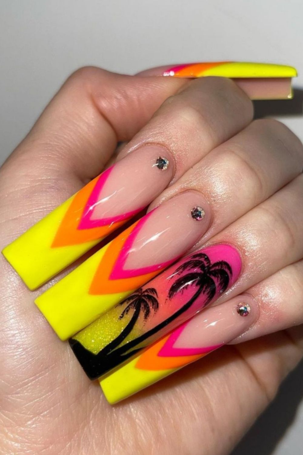 45 Beautiful Coffin Shaped Nail Art Designs for Summer Nails in 2021