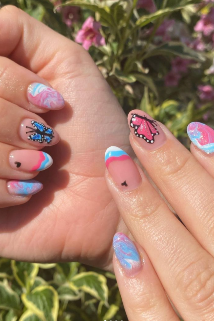 Acrylic Nails Summer 2021 Butterfly Nail Art is the Trend of the Year