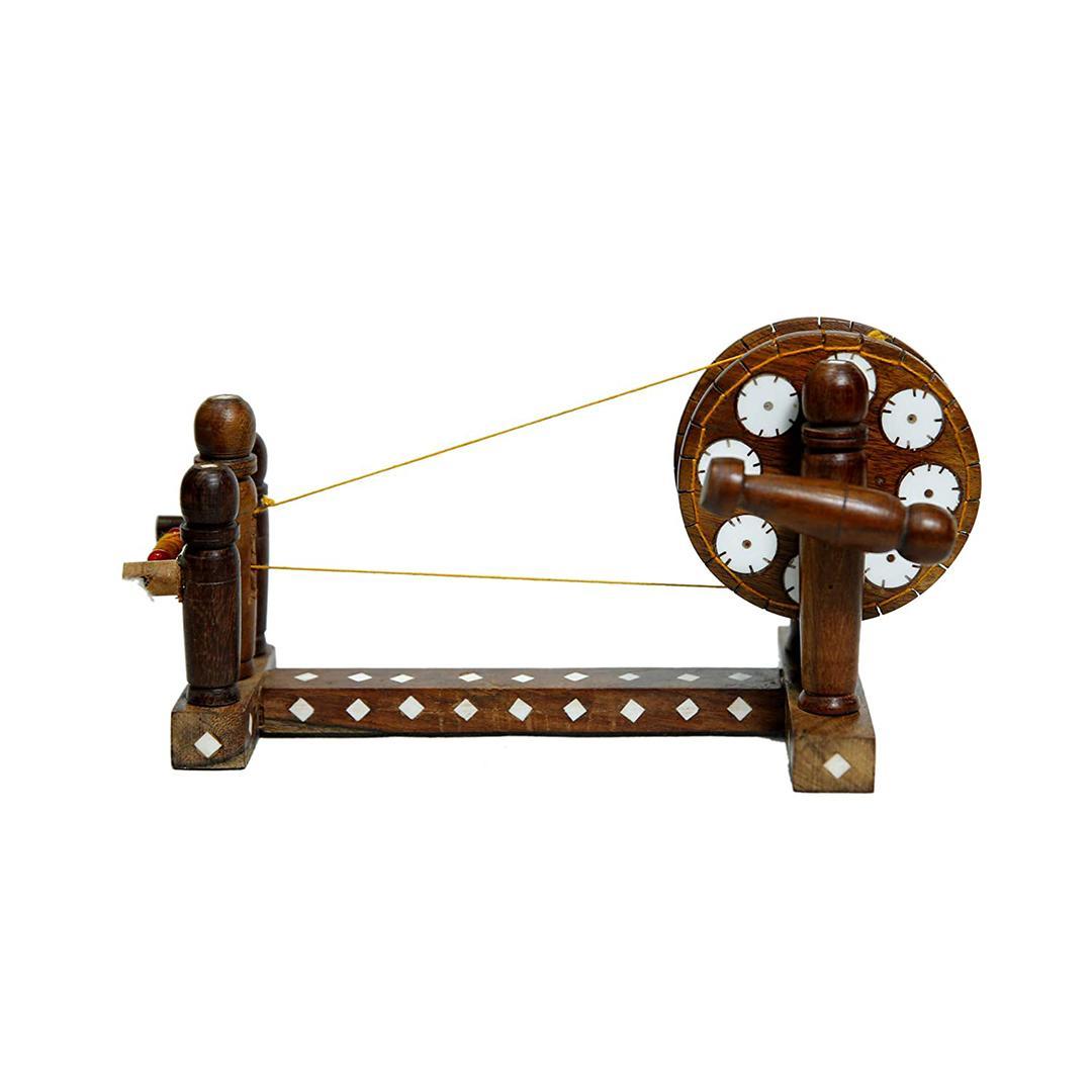 Buy Online Wooden Handcrafted Gandhi ji Charkha Spinning Wheel Limasy