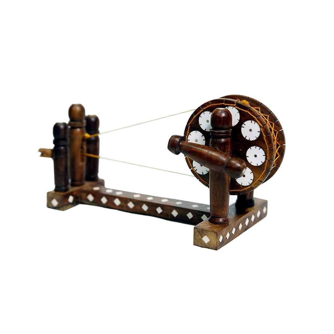 Buy Online Wooden Handcrafted Gandhi ji Charkha Spinning Wheel Limasy