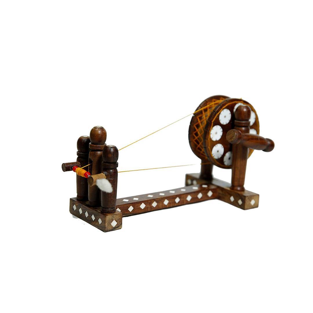 Buy Online Wooden Handcrafted Gandhi ji Charkha Spinning Wheel Limasy