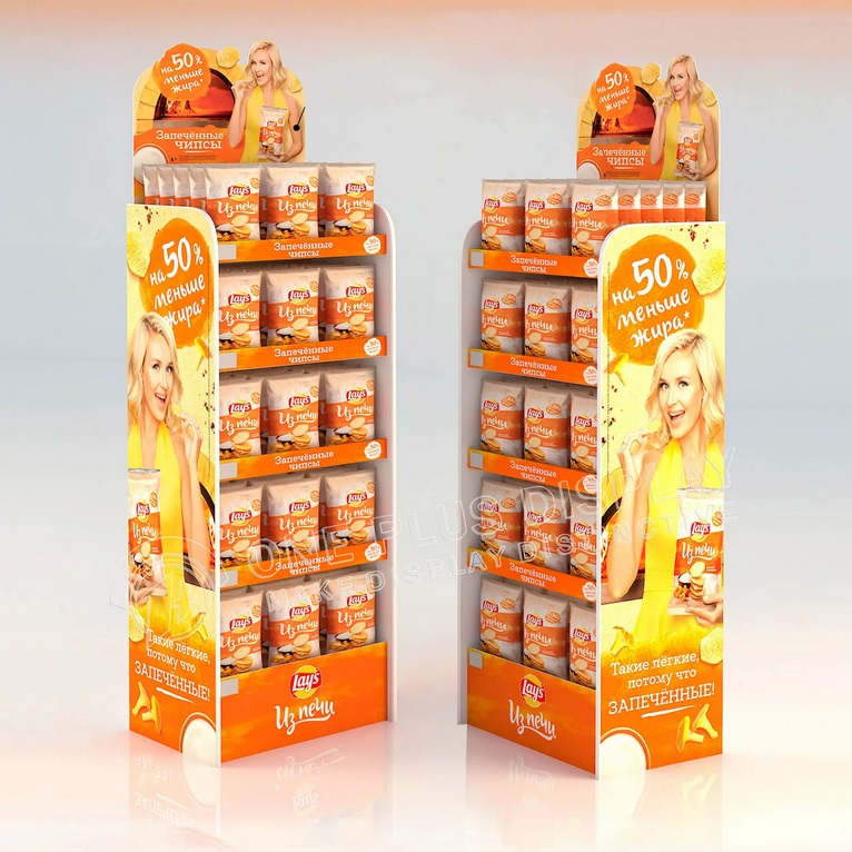 Cardboard Custom Snacks Display Stand with Shelves Racks