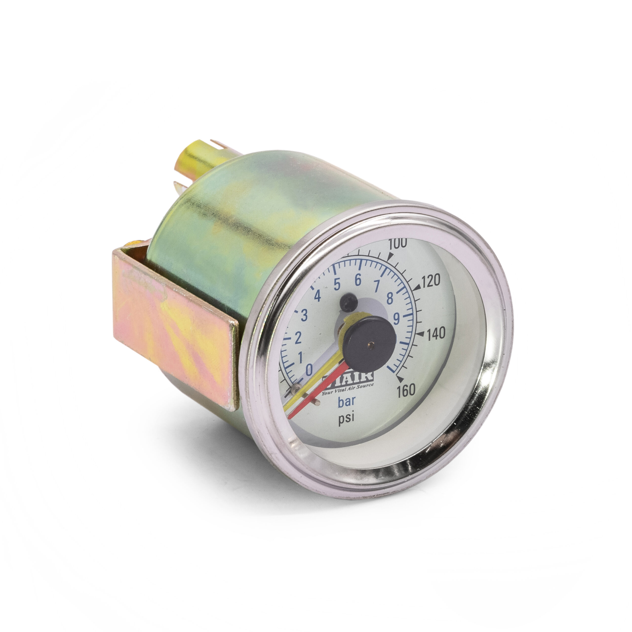 2" Dual Needle Air Pressure Gauge 160 PSI (2Valve), White Limebug