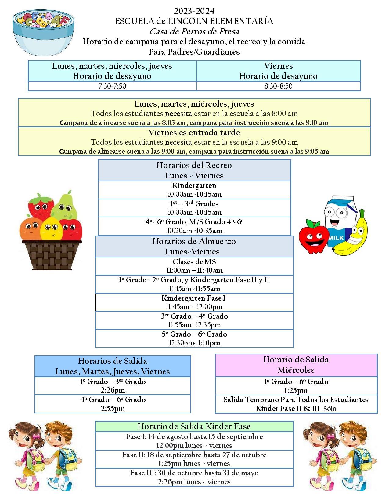 20232024 Lincoln Elementary Bell Schedule Lincoln Elementary School