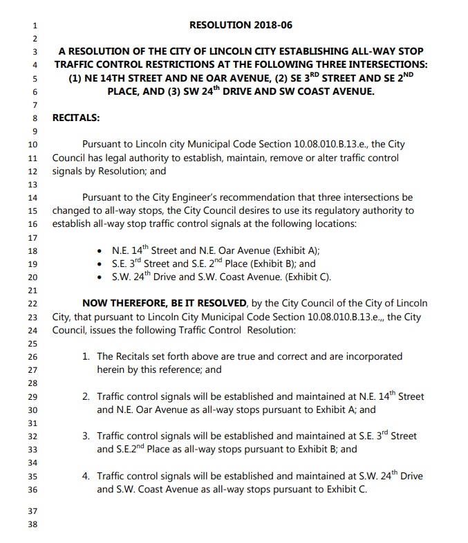 Lincoln City planning allway stops at three intersections