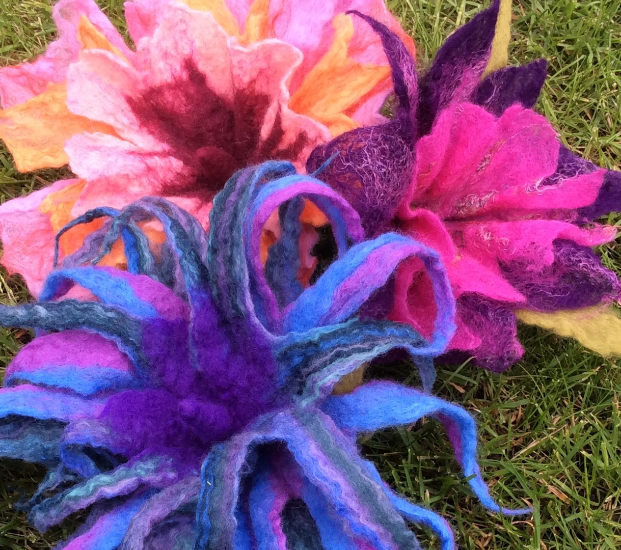 Wet Felted Flowers….. Lincs In Stitches