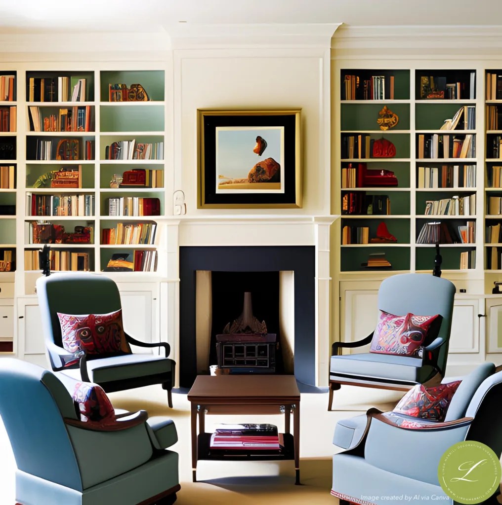 Painting Backs of Bookcases Linda Merrill Interior Designer Decorator