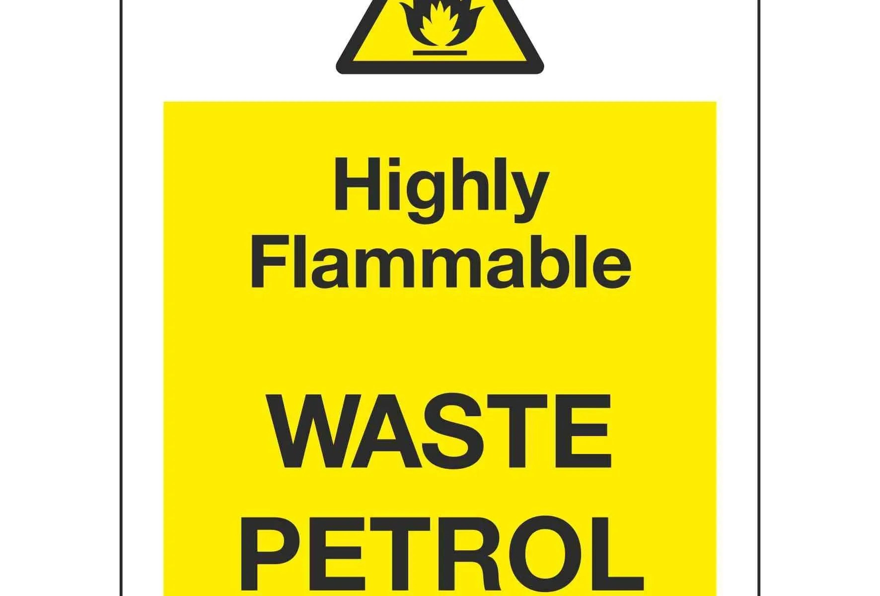 Highly Flammable WASTE PETROL Linden Signs & Print