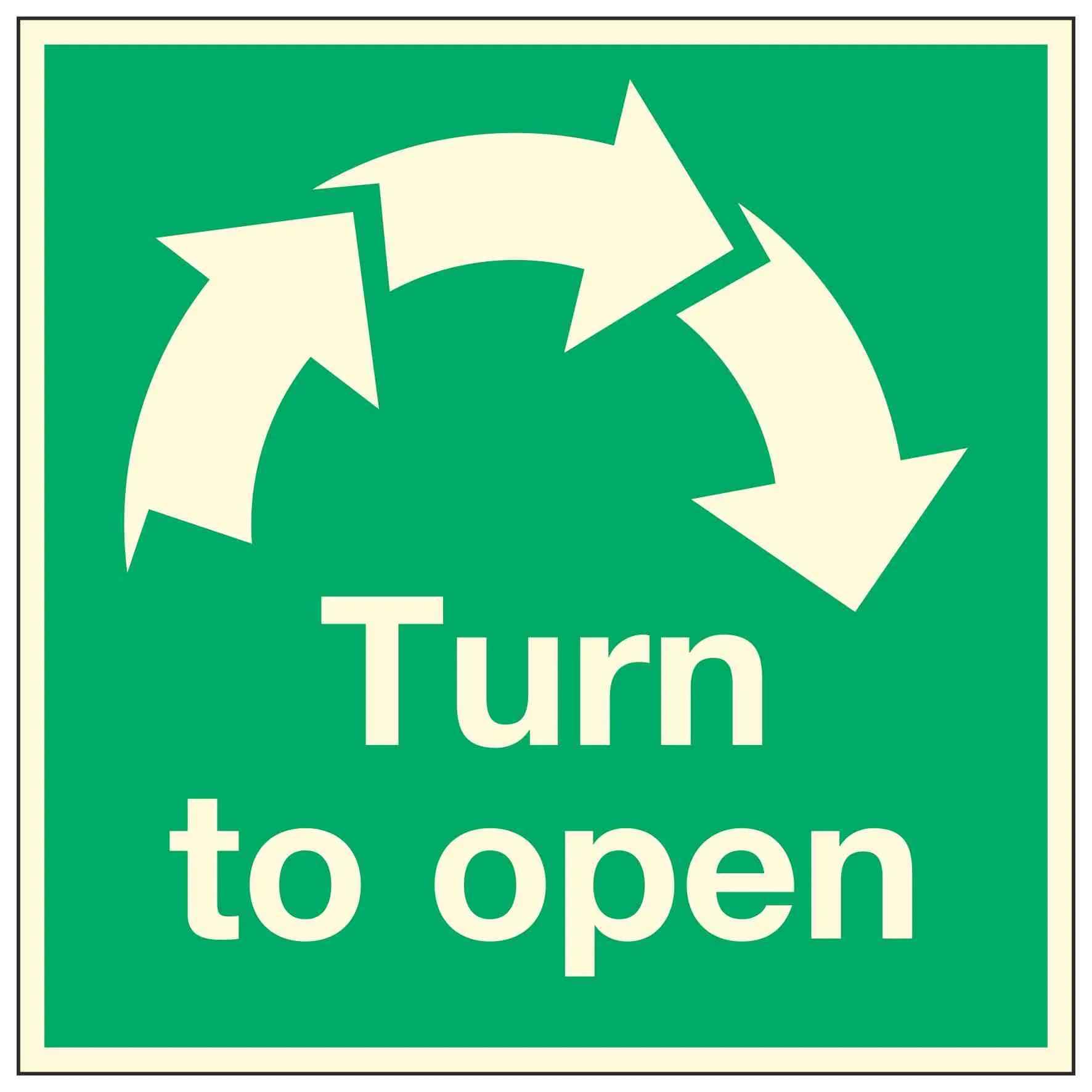 Turn to open / Clockwise Arrows (Photoluminescent) Linden Signs & Print