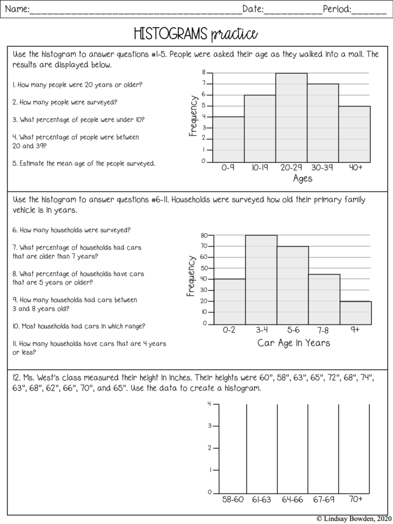 Histograms Notes and Worksheets Lindsay Bowden