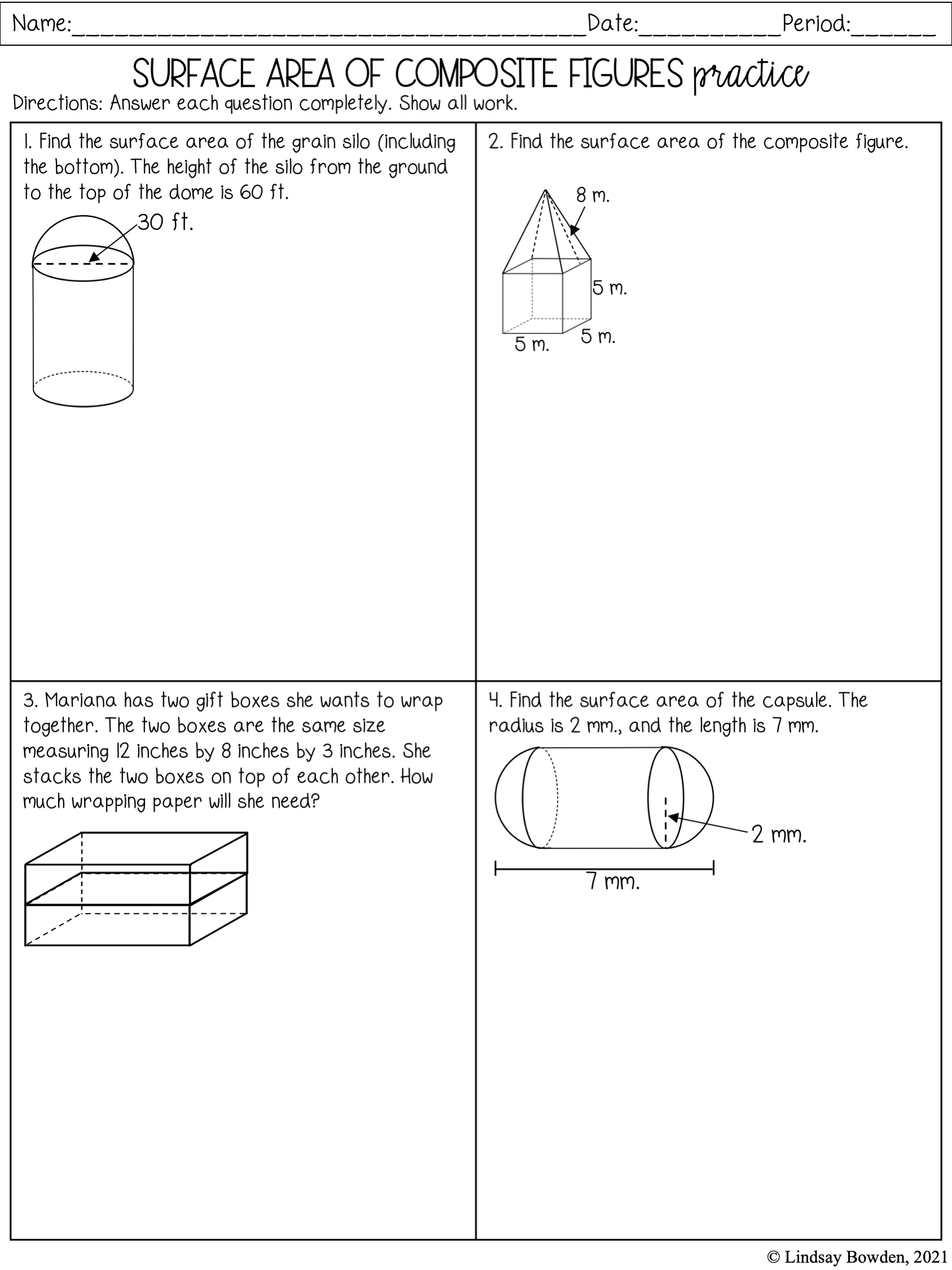 Surface Area Notes & Worksheets - Lindsay Bowden