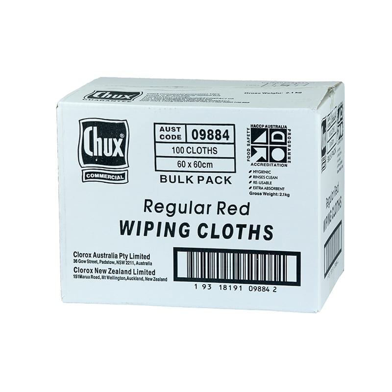Chux® Wiping Cloths Red HACCP Box 100 Lindsey's Cleaning Supplies