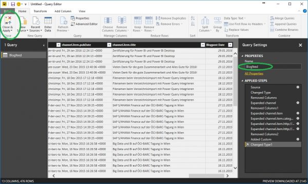 Blogfeed mit Power BI visualisieren Linearis SelfService Business