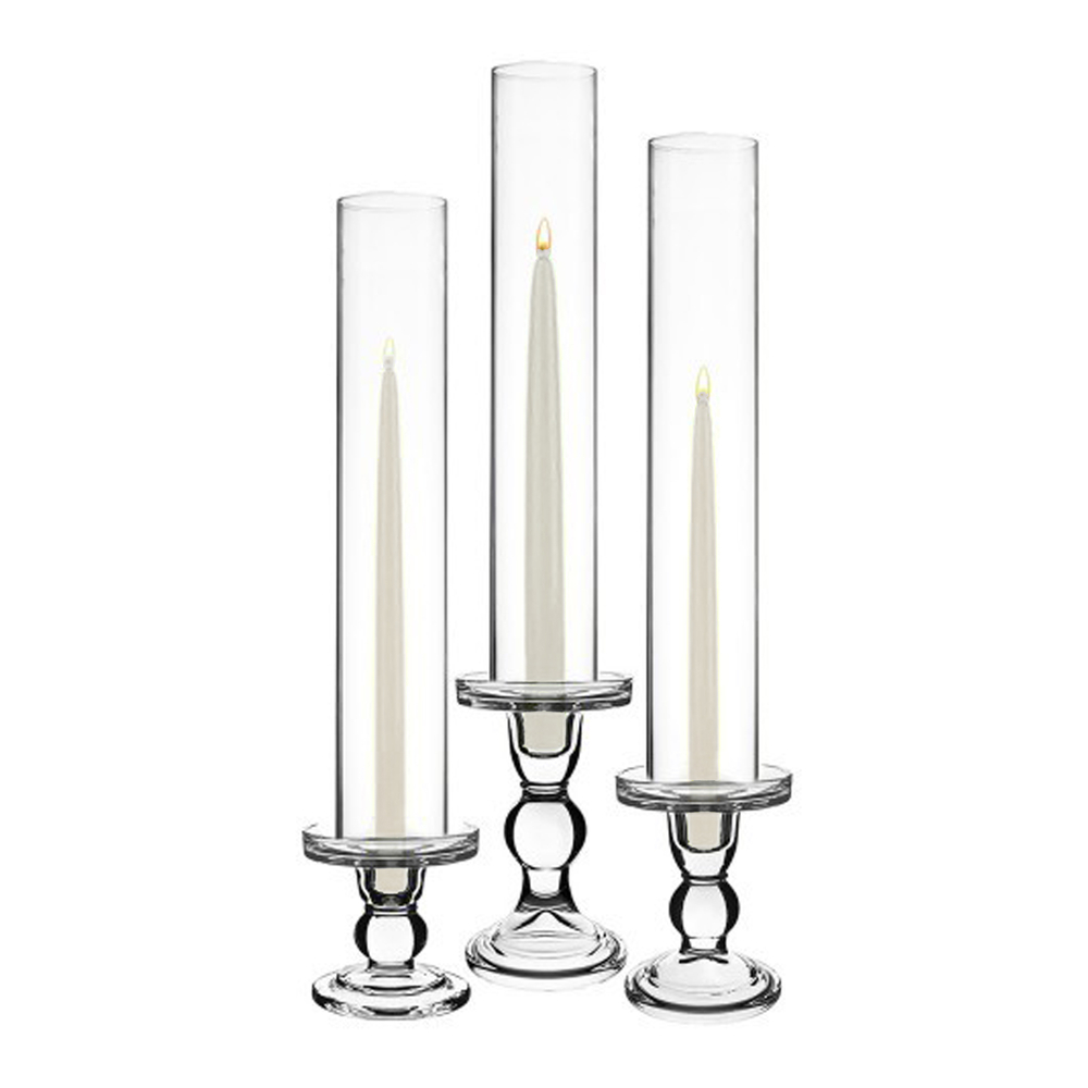 Glass Candle Holders 3.5", 4.5", and 5.5" Linen Effects