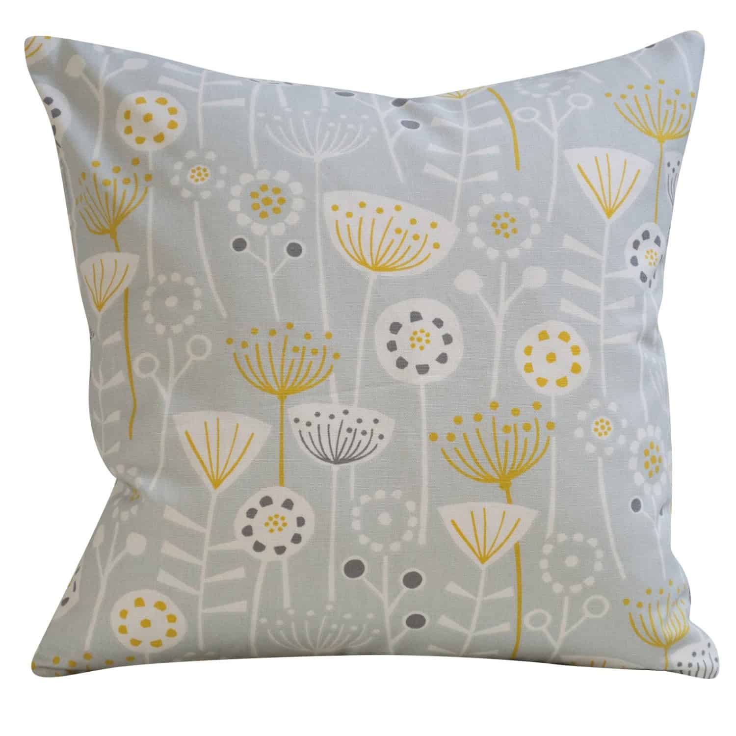 Geometric Scandi Floral Cushion in Grey Linen Loft