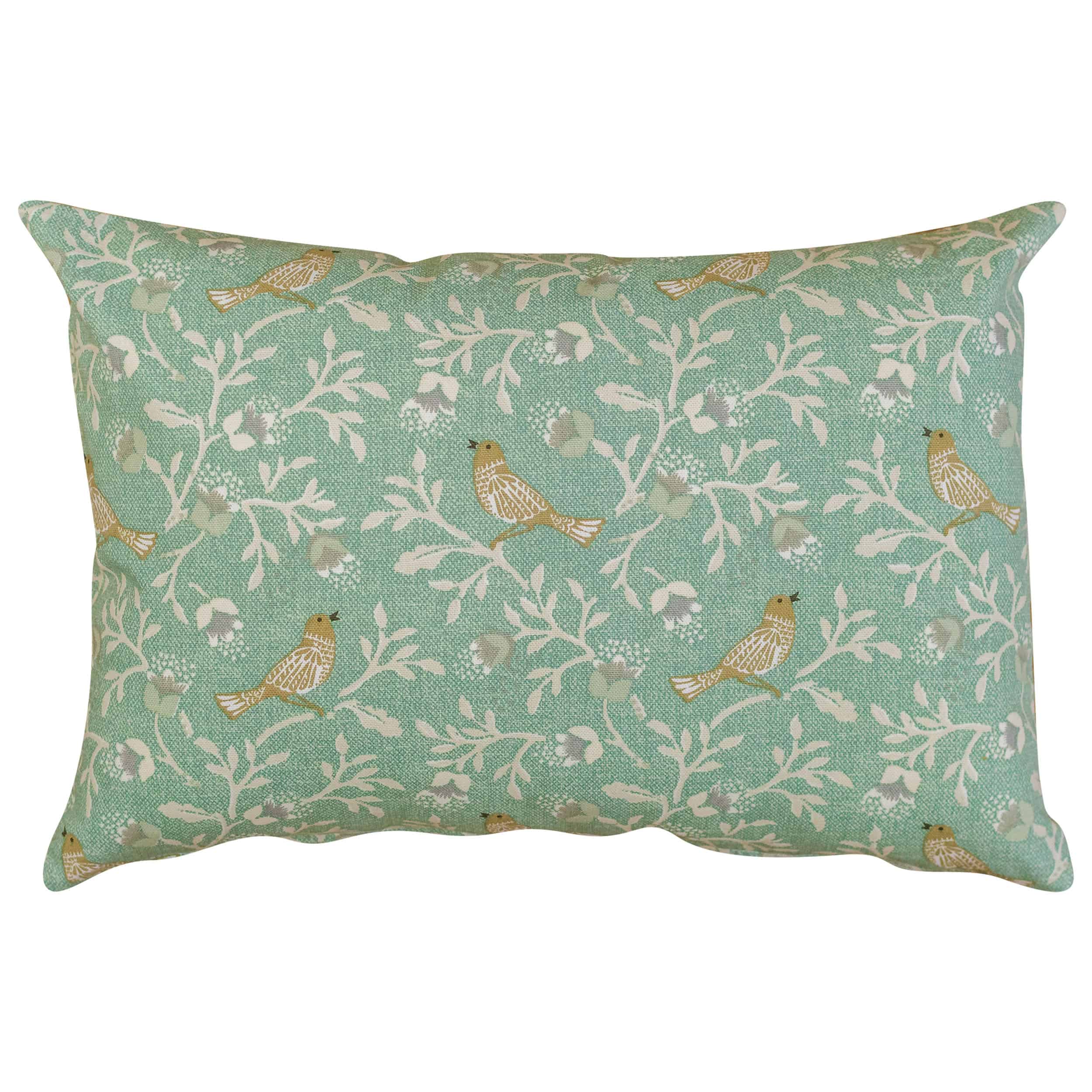 Dainty Songbird Boudoir Cushion in Duck Egg Blue Linen Loft