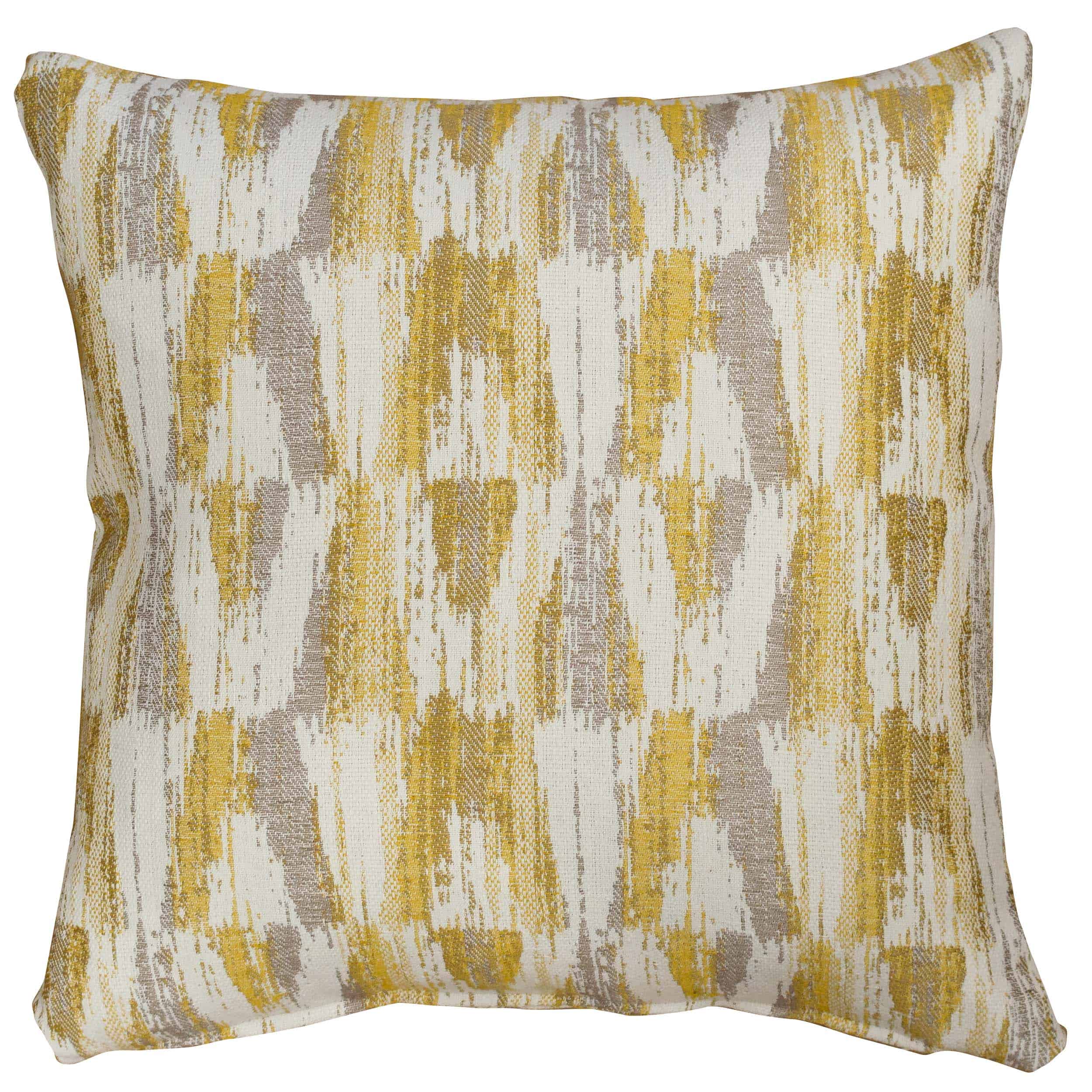 Ochre Yellow and Grey Abstract Ikat Woven Cushion Linen Loft